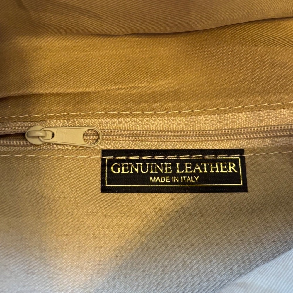 Genuine Leather Made in Italy Sling Crossbody Bag Mauve Pink Pebbled Minimalist - Picture 5 of 5